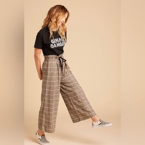 Free People Charlie Plaid wide leg spring trouser pants